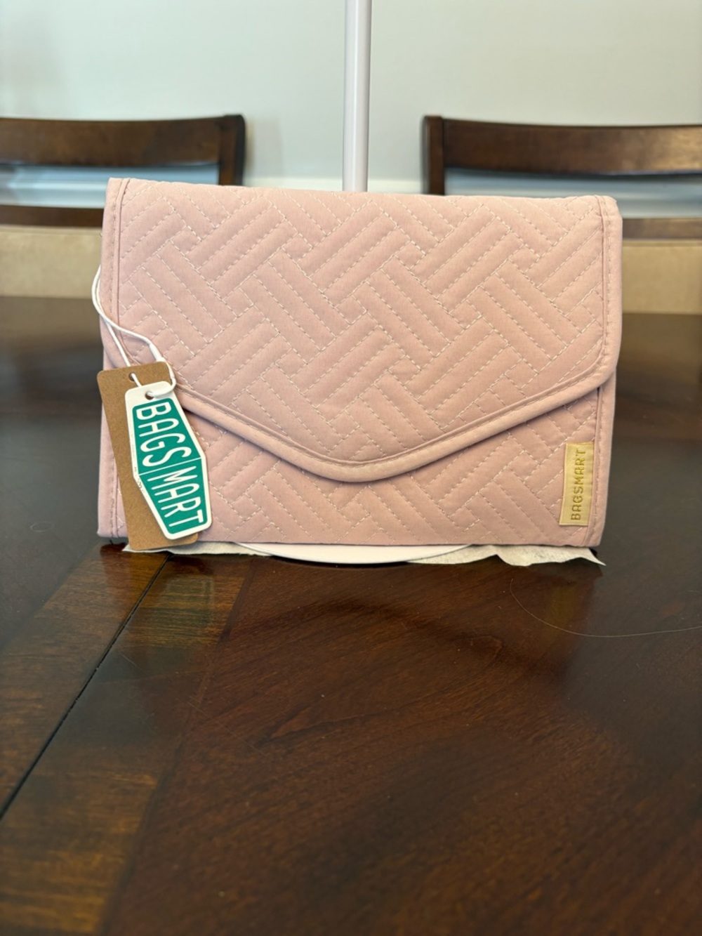 Bagsmart Quilted Envelope Travel Jewelry Organizer- Blush Pink